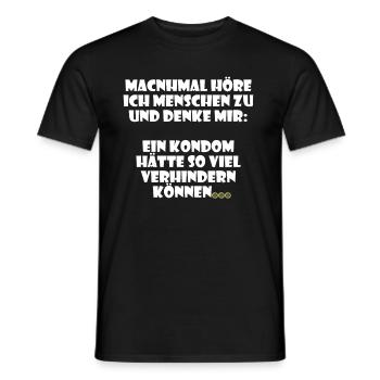Stupid people condom design - Men's T-Shirt - black - Front - AI Model Male 178 light (178cm)