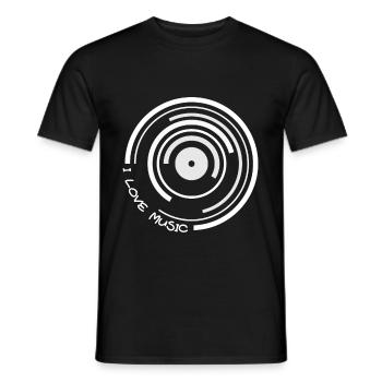 I Love Music Vinyl Record Vinyl - Men's T-Shirt - black - Front - AI Model Male 178 light (178cm)