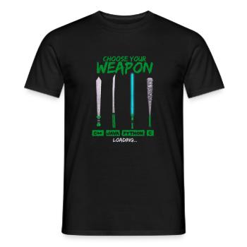 Cool Programmer Shirt Choose Your Weapon C++ Java - Männer T-Shirt - Schwarz - Vorne - AI Model Male 178 light (178cm)
