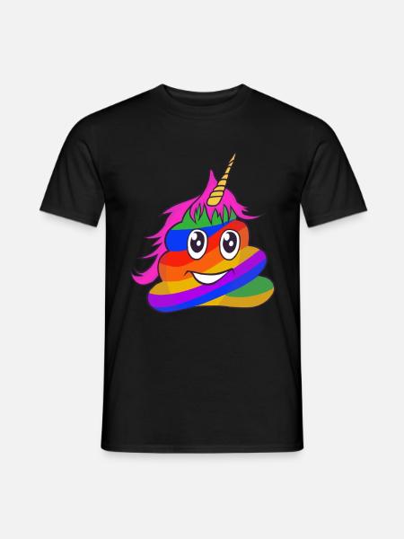 Licorne Poop Emoticon Garbage Rainbow - T-shirt homme - noir