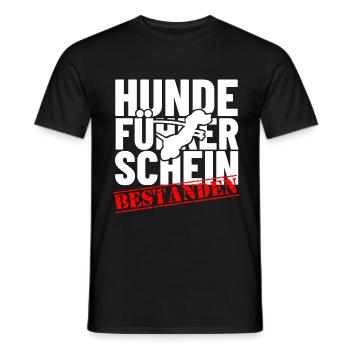 Certificat de maître-chien passé l'examen du chien - T-shirt homme - noir - Devant - AI Model Male 178 light (178cm)