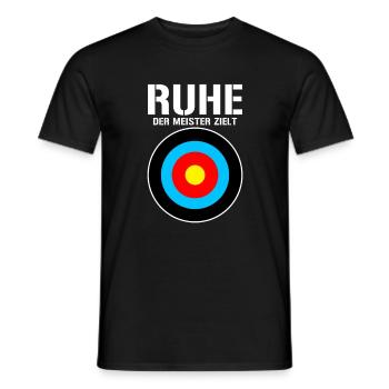 Ruhe! Der Meister zielt! Bogenschießen Bogensport - Männer T-Shirt - Schwarz - Vorne - AI Model Male 178 light (178cm)