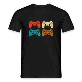 Contrôleur de jeu rétro vintage gamer gaming - T-shirt homme - noir - Devant - AI Model Male 178 light (178cm)