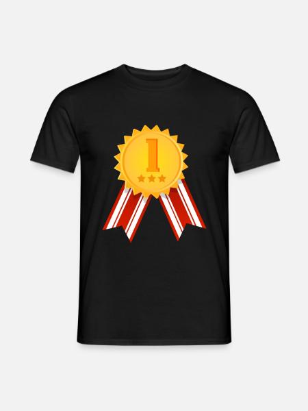 1e plaats - winnaar - winnaar medaille maat verstelbaar - Heren T-shirt - zwart