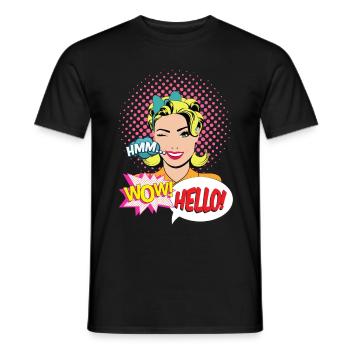 BELLE FEMME POP ART VINTAGE idée cadeau humour - T-shirt homme - noir - Devant - AI Model Male 178 light (178cm)