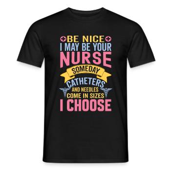 Krankenschwester Nurse eines Tages - Männer T-Shirt - Schwarz - Vorne - AI Model Male 178 light (178cm)
