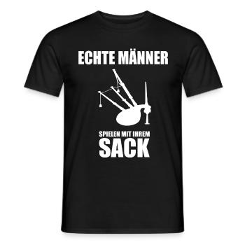 Echte Männer spielen mit Ihrem Sack Dudelsack - Männer T-Shirt - Schwarz - Vorne - AI Model Male 178 light (178cm)