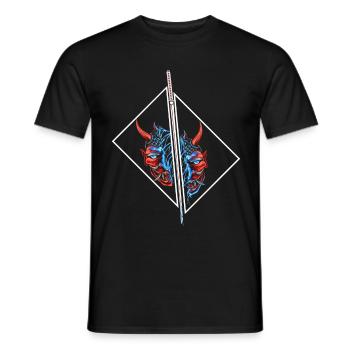 Japan Anime Mask Design Samurai Oni Monster - Men's T-Shirt - black - Front - AI Model Male 178 light (178cm)