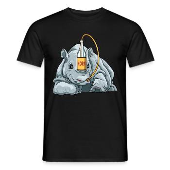 Lustiges Nashorn mit Korn - Männer T-Shirt - Schwarz - Vorne - AI Model Male 178 light (178cm)