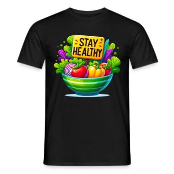 Frische Salatschüssel mit gesunder Botschaft - Männer T-Shirt - Schwarz - Vorne - AI Model Male 178 light (178cm)