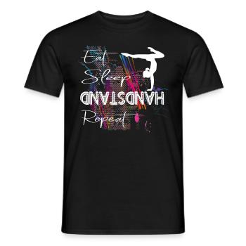 Eat Sleep Handstand Repeat Gymnastics Floor Gymnastics - Men's T-Shirt - black - Front - AI Model Male 178 light (178cm)