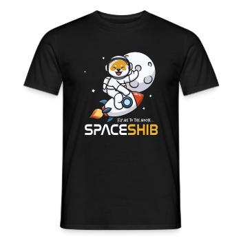 SPACESHIB SHIB COIN CRYPTO CRYPTOCURRENCY SHIBA INU - Men's T-Shirt - black - Front - AI Model Male 178 light (178cm)