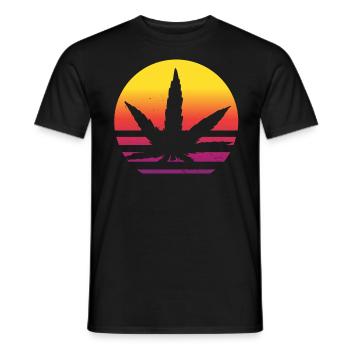 Cannabis leaf Retro Sunset - Men's T-Shirt - black - Front - AI Model Male 178 light (178cm)