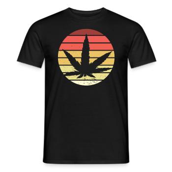 Cannabis leaf Retro Sunset - Men's T-Shirt - black - Front - AI Model Male 178 light (178cm)