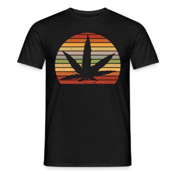 Cannabis leaf Retro Sunset - Men's T-Shirt - black - Front - AI Model Male 178 light (178cm)