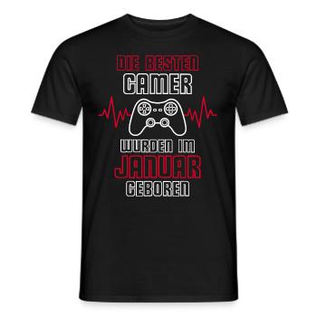 Die Besten Gamer Wurden Im Januar Geboren - Männer T-Shirt - Schwarz - Vorne - AI Model Male 178 light (178cm)