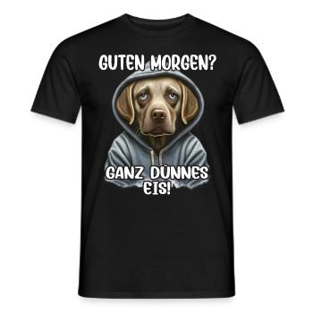 Ganz Dünnes Eis Hund Morgenmuffel - Männer T-Shirt - Schwarz - Vorne - AI Model Male 178 light (178cm)