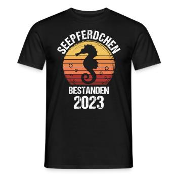 Seepferdchen Bestanden 2023 - Männer T-Shirt - Schwarz - Vorne - AI Model Male 178 light (178cm)