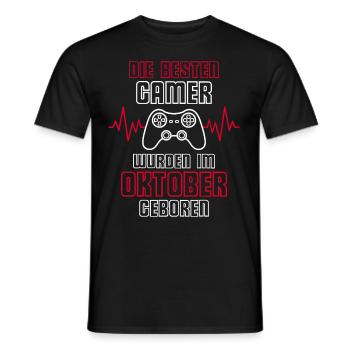 Die Besten Gamer Wurden Im Oktober Geboren - Männer T-Shirt - Schwarz - Vorne - AI Model Male 178 light (178cm)
