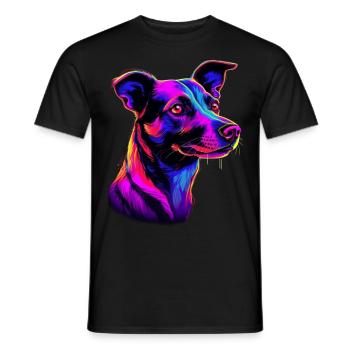 Jack Russell Synthwave Cadeau - T-shirt homme - noir - Devant - AI Model Male 178 light (178cm)