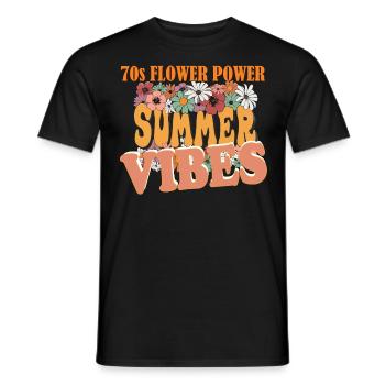 70s Flower Power Summer Vibes 70s Summer - T-shirt homme - noir - Devant - AI Model Male 178 light (178cm)
