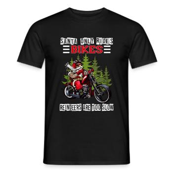 Lustiger Weihnachtsmann Motorrad Biker Santa Claus - Männer T-Shirt - Schwarz - Vorne - AI Model Male 178 light (178cm)