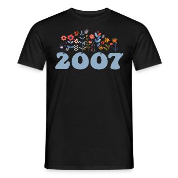 2007 Blumenmuster 2007 Blumen-thema Blumen 2007 - Männer T-Shirt - Schwarz - Vorne - AI Model Male 178 light (178cm)