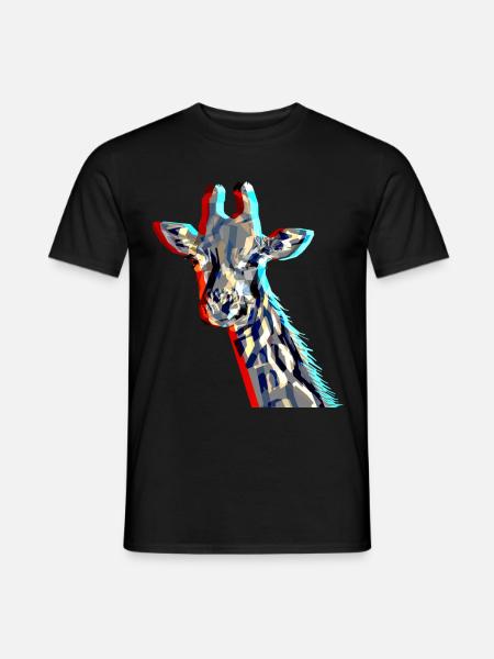 Giraffe with 3D-Effect - Männer T-Shirt - Schwarz