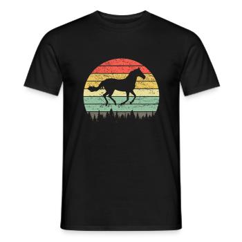 Retro vintage horse motif rider horse motif - Men's T-Shirt - black - Front - AI Model Male 178 light (178cm)