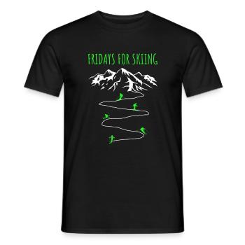 Fridays For Skiing Alps Mountains Skier Saying - Men's T-Shirt - black - Front - AI Model Male 178 light (178cm)