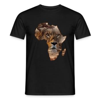 Löwe auf Silhouette von Afrika - Männer T-Shirt - Schwarz - Vorne - AI Model Male 178 light (178cm)