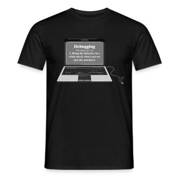 Funny Computer Debugging Programmer Design - Men's T-Shirt - black - Front - AI Model Male 178 light (178cm)