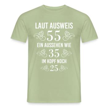 55. Geburtstag 55 Jahre - Männer T-Shirt - Sage - Vorne - AI Model Male 178 light (178cm)