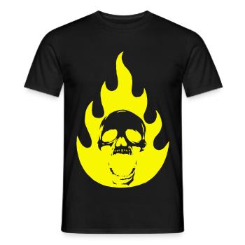 Crâne et flamme jaune - T-shirt homme - noir - Devant - AI Model Male 178 light (178cm)