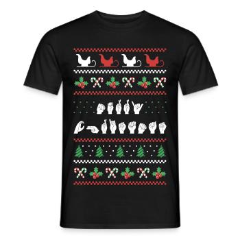 Merry Christmas - ASL American Sign Language I - Men's T-Shirt - black - Front - AI Model Male 178 light (178cm)