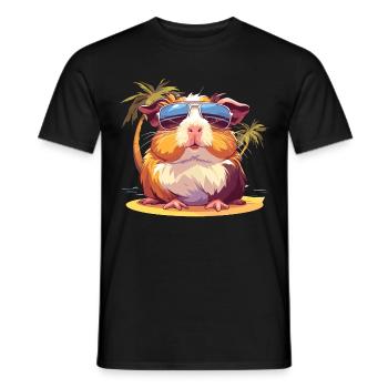 Niedliches Meerschweinchen Chilt mit Sonnenbrille - Männer T-Shirt - Schwarz - Vorne - AI Model Male 178 light (178cm)