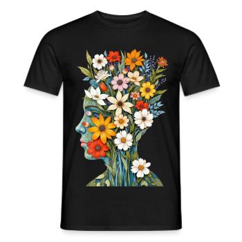 Abstract Art Flowers - Men's T-Shirt - black - Front - AI Model Male 178 light (178cm)