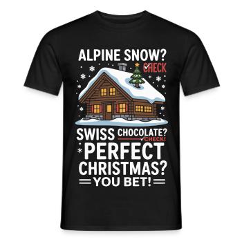 Alpine Chalet Weihnachten mit Schnee und Schokolade - Männer T-Shirt - Schwarz - Vorne - AI Model Male 178 light (178cm)