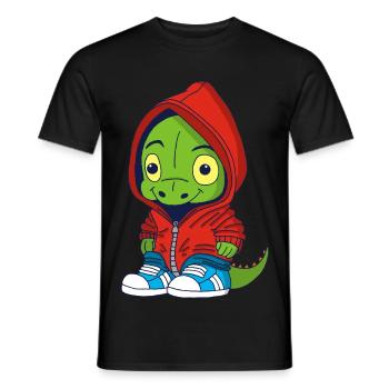 Kleiner städtischer Dinosaurier - Männer T-Shirt - Schwarz - Vorne - AI Model Male 178 light (178cm)