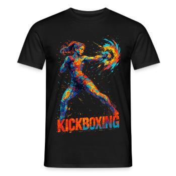 Kickboxerin cool abstrakt Power Kickboxen Geschenk - Männer T-Shirt - Schwarz - Vorne - AI Model Male 178 light (178cm)