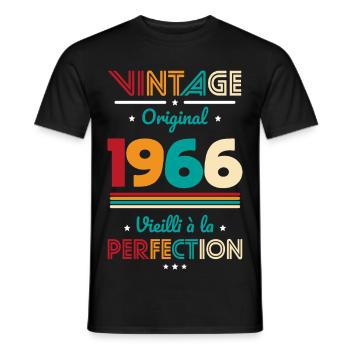 1966 – Vintage – Aged to perfection - Men's T-Shirt - black - Front - AI Model Male 178 light (178cm)