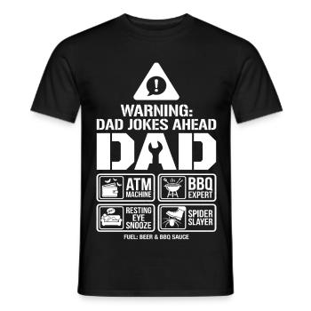 Warning Dad Jokes Ahead Father - Men's T-Shirt - black - Front - AI Model Male 178 light (178cm)