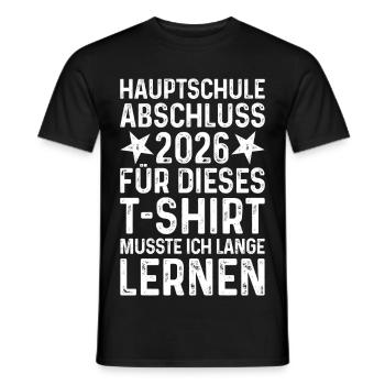 Graduation 2026 Secondary School T-Shirt Long Learning - Men's T-Shirt - black - Front - AI Model Male 178 light (178cm)
