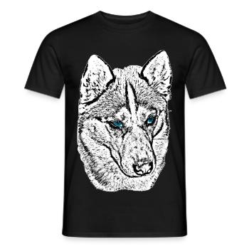 Wolf Head Drawing Blue Eyes - Men's T-Shirt - black - Front - AI Model Male 178 light (178cm)
