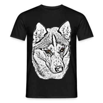 Wolfskopf Husky Linienzeichnung braune Augen - Männer T-Shirt - Schwarz - Vorne - AI Model Male 178 light (178cm)