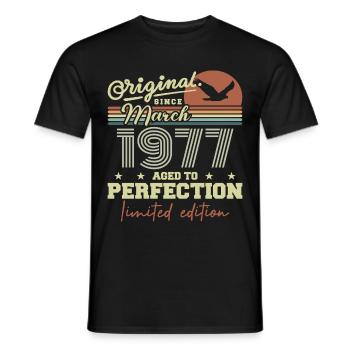 Birthday March 1977 - Men's T-Shirt - black - Front - AI Model Male 178 light (178cm)