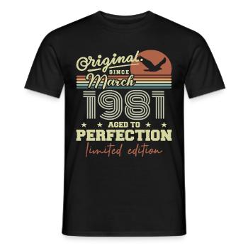 Anniversaire Mars 1981 - T-shirt homme - noir - Devant - AI Model Male 178 light (178cm)