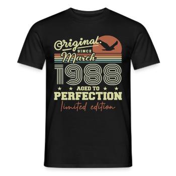 Birthday March 1988 - Men's T-Shirt - black - Front - AI Model Male 178 light (178cm)