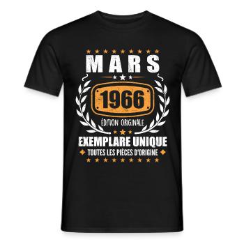 Original Mars 1966 Vintage Cadeau Anniversaire - T-shirt homme - noir - Devant - AI Model Male 178 light (178cm)