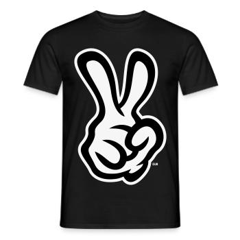 Signaux de la main de victoire (Main droite / NEG / 2C) - T-shirt homme - noir - Devant - AI Model Male 178 light (178cm)